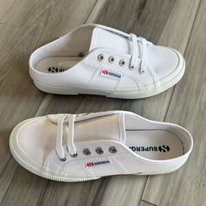 NEW / NIB Superga 2402 White Mule Slip On Sneakers Lace up Kids SZ 3.5 | 3 1/2